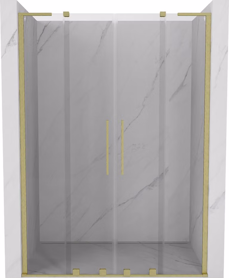 Mexen Velar L Duo porta doccia scorrevole 160 cm, trasparente, oro spazzolato - 871-160-003-02-55