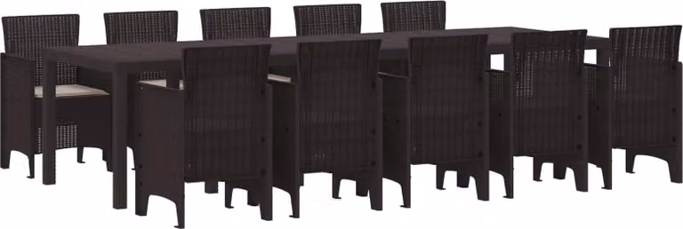 Maison Exclusive - Set da pranzo per esterno, 11 pezzi, color marrone e tortora, in rattan sintetico