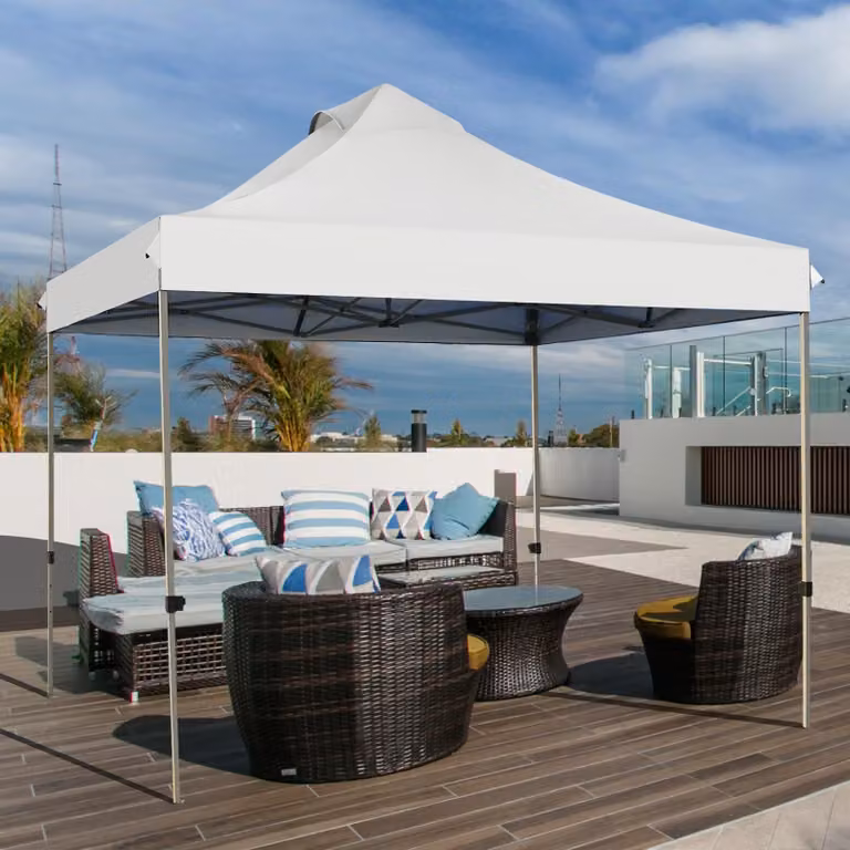 Gazebo pieghevole 3x3 m, impermeabile e con protezione UV 50+, gazebo da giardino con telaio in metallo e borsa da trasporto, tenda per feste regolabile in altezza (bianca)
