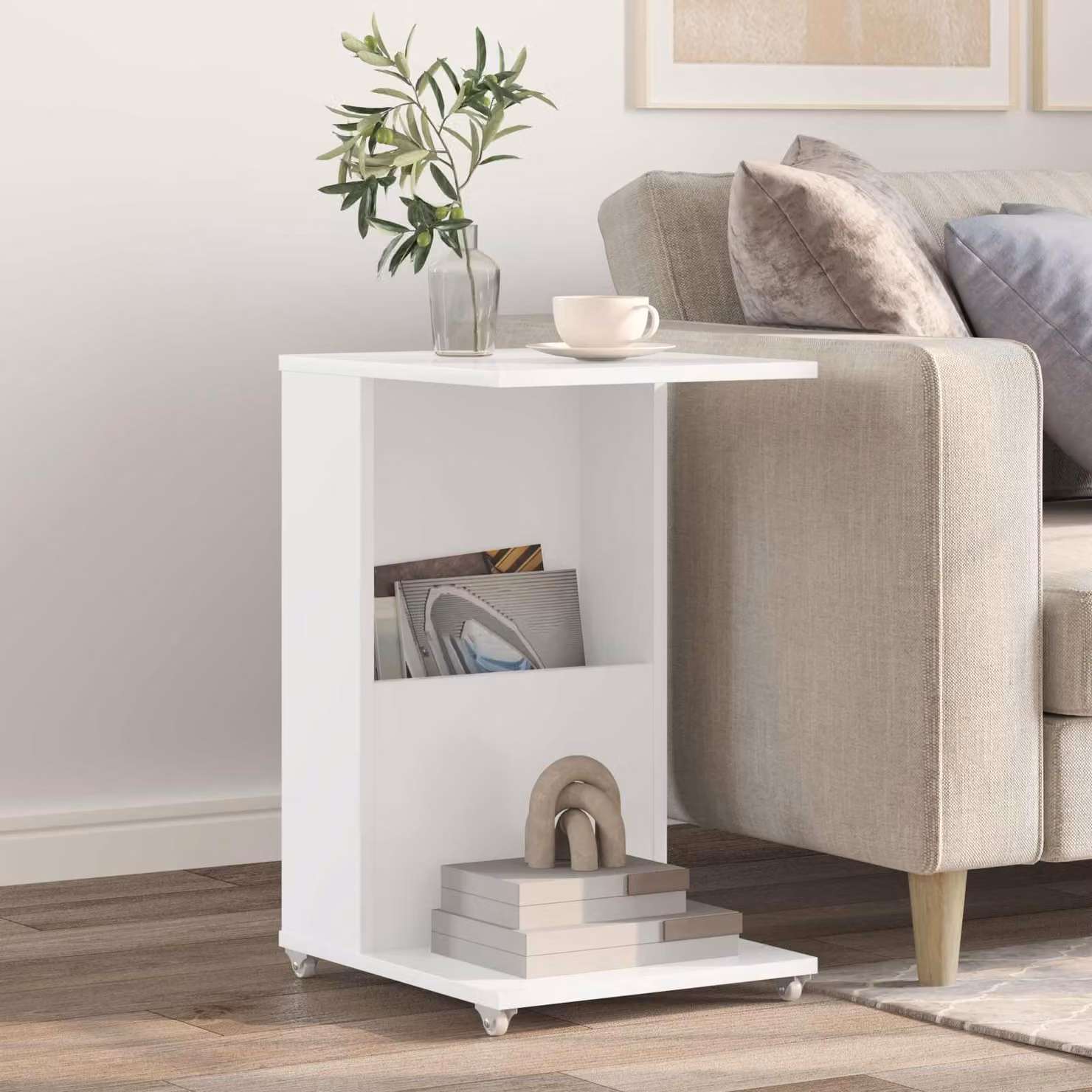 vidaXL Tavolo laterale moderno Bianco in MDF L/P/H: 40 x 35 x 60 cm