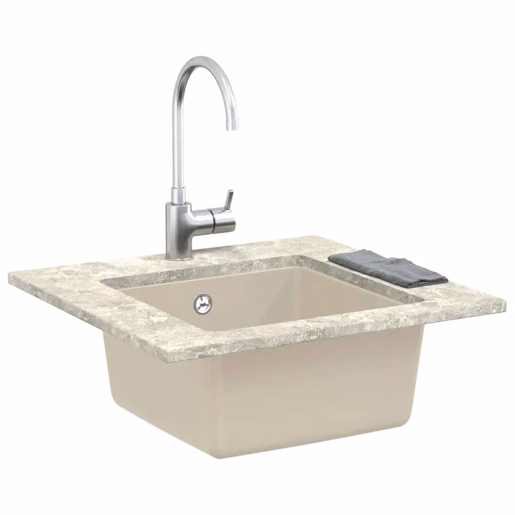 Lavello vidaXL in quarzo e resina beige L: 43 cm, P: 46 cm – 2