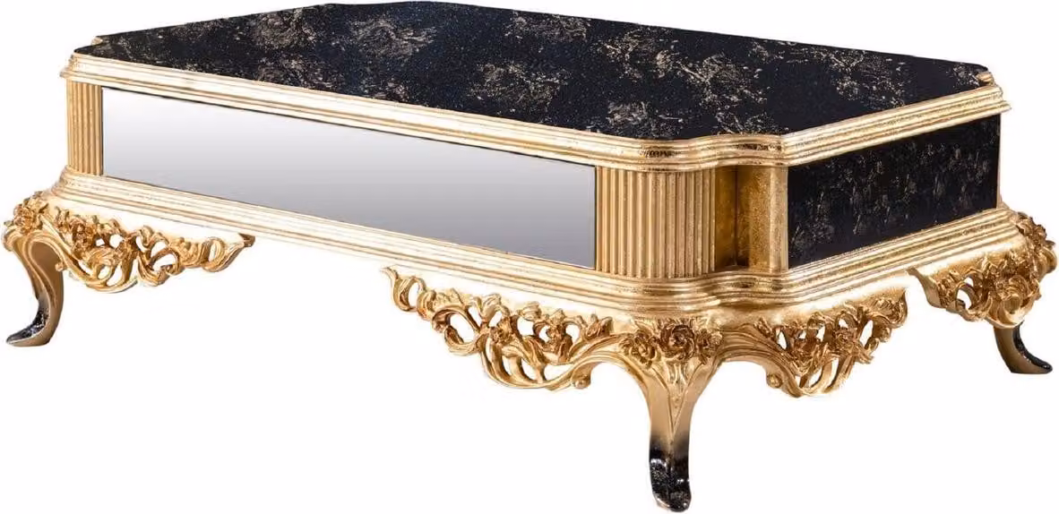 Casa Padrino tavolino barocco nero/oro - Tavolo da salotto in legno massiccio in stile barocco - Mobili da salotto in stile barocco - Mobili barocchi - Arredi barocchi - Mobili in stile barocco