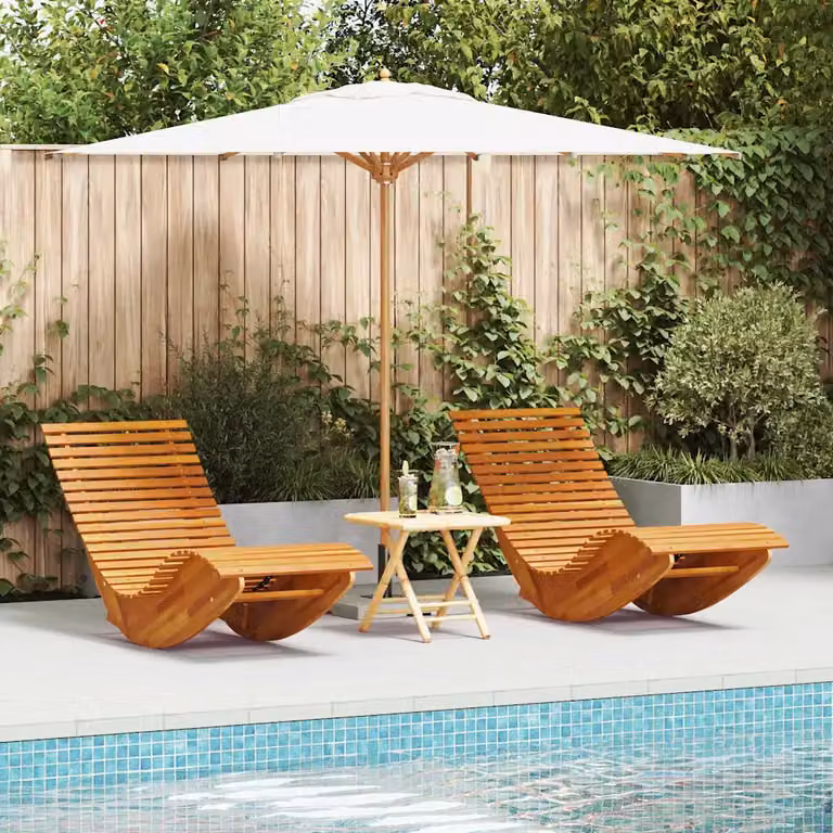 Set di 2 lettini da giardino vidaXL in legno di acacia massello marrone con schienale regolabile e design ergonomico