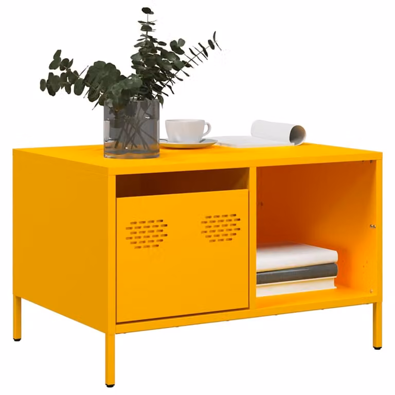 vidaXL Tavolino in Metallo Giallo per Soggiorno o Camera da Letto L: 68,5 cm, P: 50 cm, H: 43,5 cm