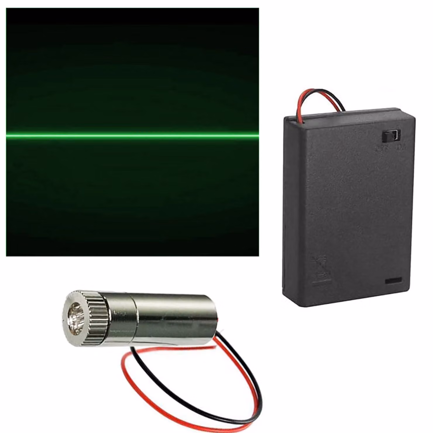 Modulo laser verde da 520 nm, 3-5V, con supporto per batteria