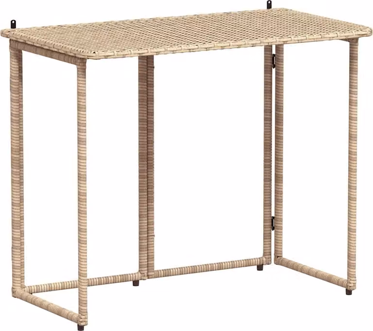 Tavolino da Giardino Pieghevole Beige 90x51x75 cm in Polyrattan