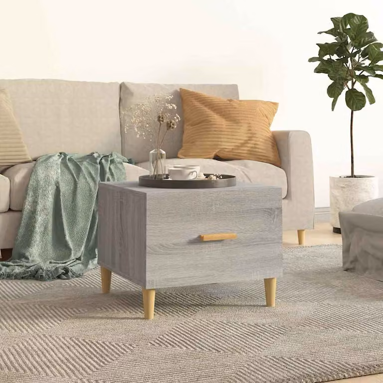 vidaXL Tavolino da Salotto Quadrato in Legno Grigio L/P/H: 50 x 50 x 40 cm
