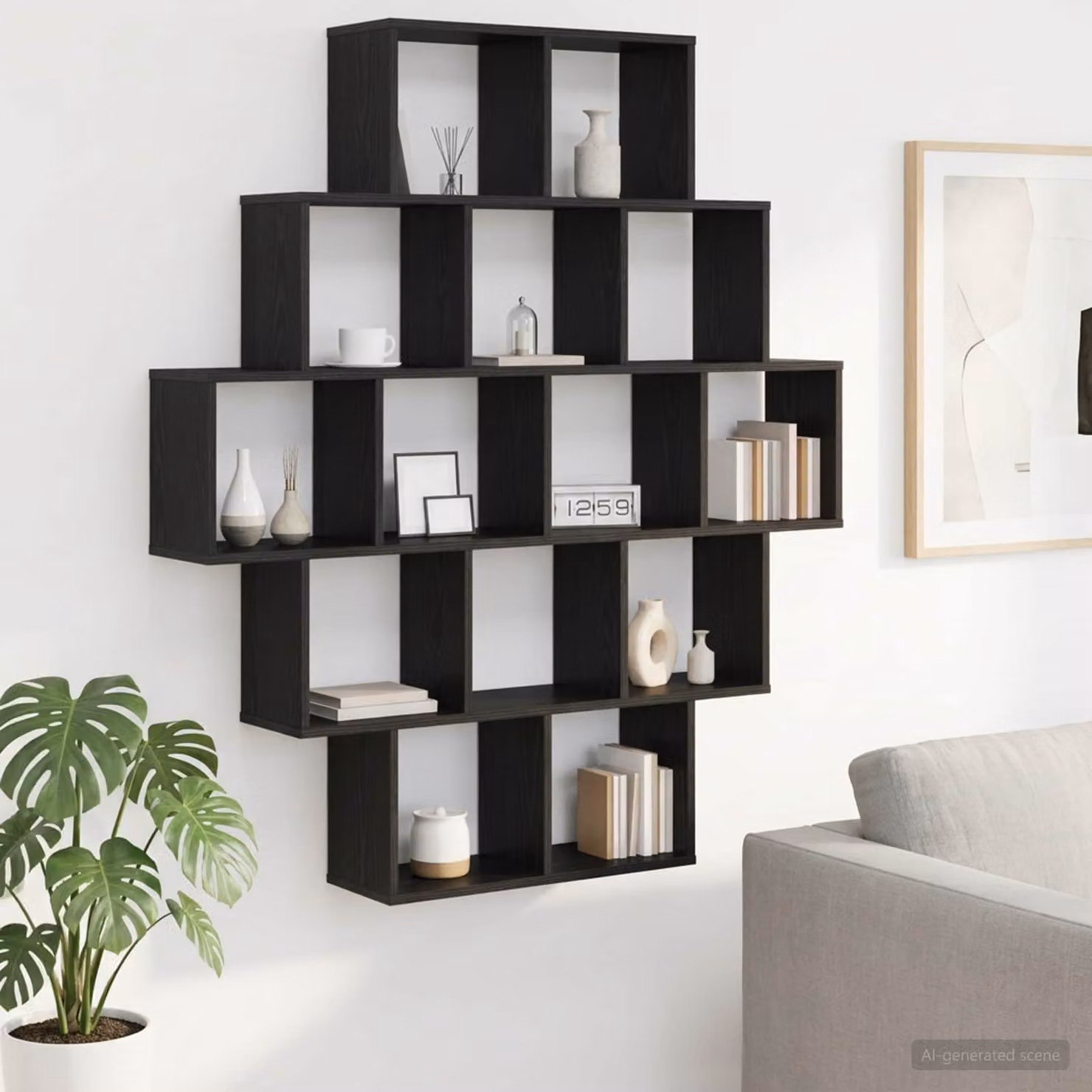 Scaffale da parete moderno vidaXL in MDF Nero L: 120 cm, P: 20 cm, H: 136 cm