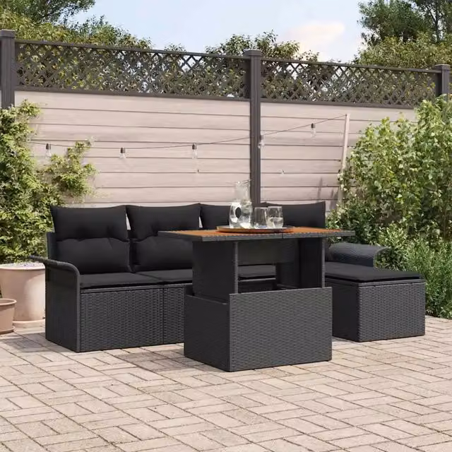 Set Divano da Giardino 6 pz Nero 3349323