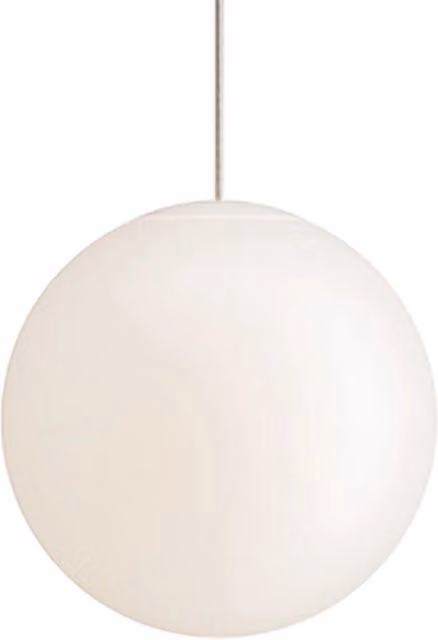 Lampada a sospensione Sferica Zafferano in vetro trasparente e bianco, design minimalista, Diametro: 25 cm, Altezza: 315 cm