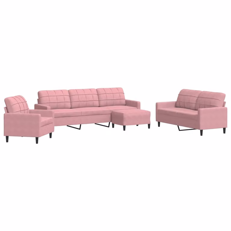 Maison Exclusive - Set divano 4 pezzi con cuscini in velluto rosa
