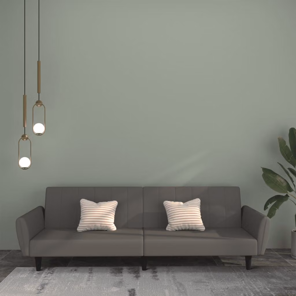 vidaXL Divano Letto Click-Clack Moderno in Velluto Grigio con Struttura in Legno Solido