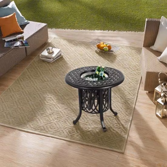Tavolo da terrazza in alluminio con paletta per il ghiaccio, tavolino da salotto in alluminio per esterni