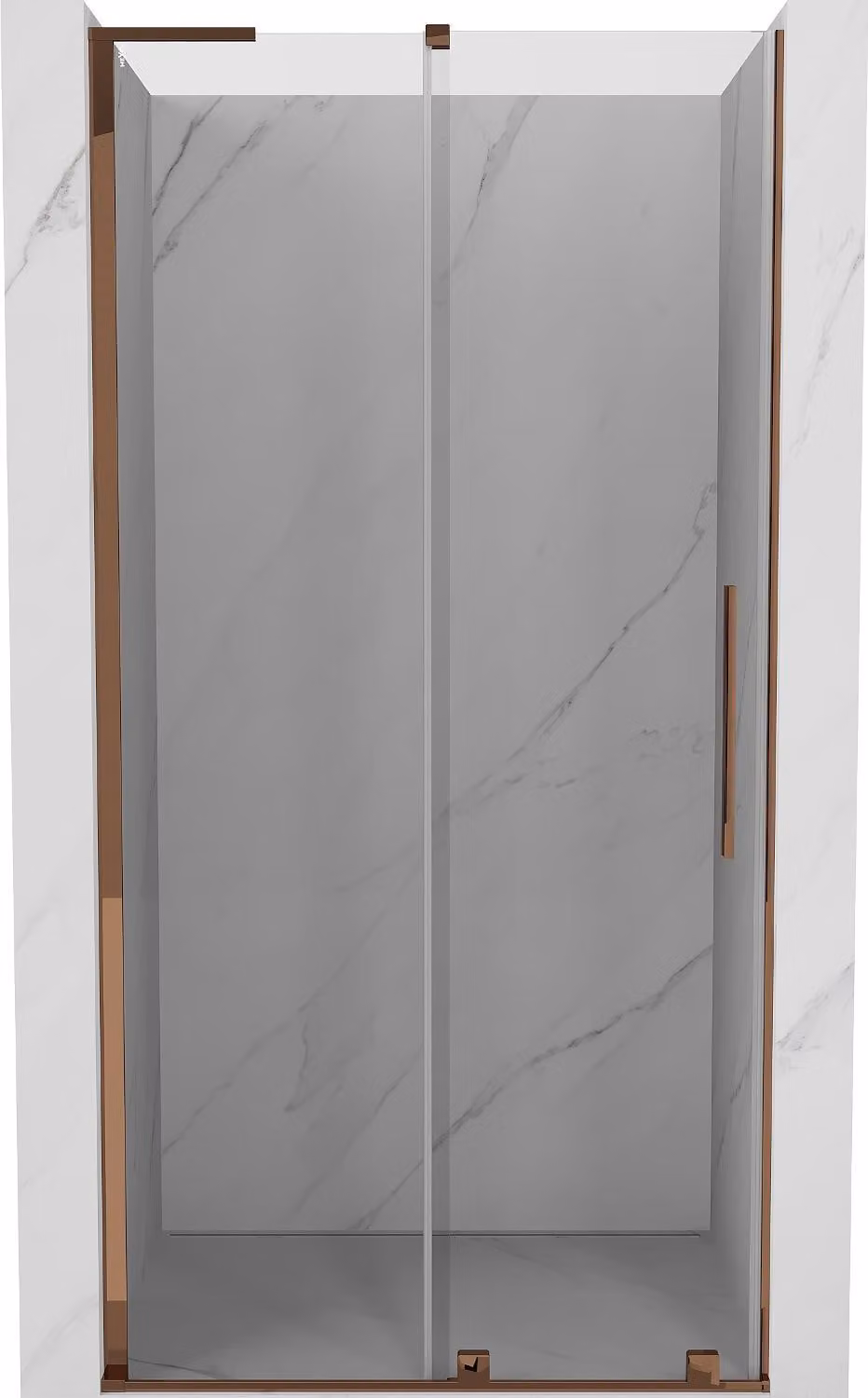 Mexen Velar L porta doccia scorrevole 100 cm, trasparente, oro rosa - 871-100-003-01-60