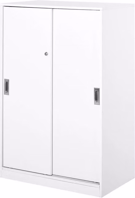 Armadietto da Ufficio 3 Ripiani con Chiavi 80x40x120 cm in Truciolato Bianco