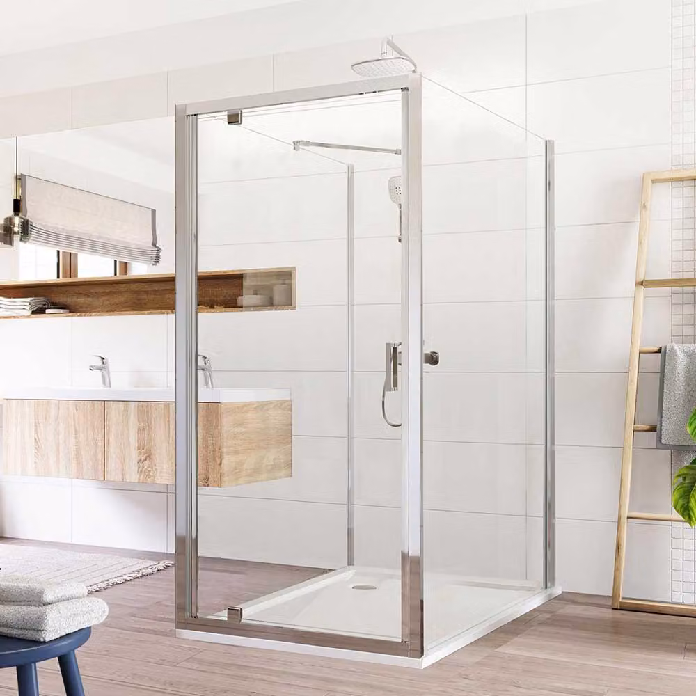 Mereo Cabina doccia Lima, rettangolare a U, girevole, 80x90x80 cm, cromo ALU, vetro trasparente - CK87863K