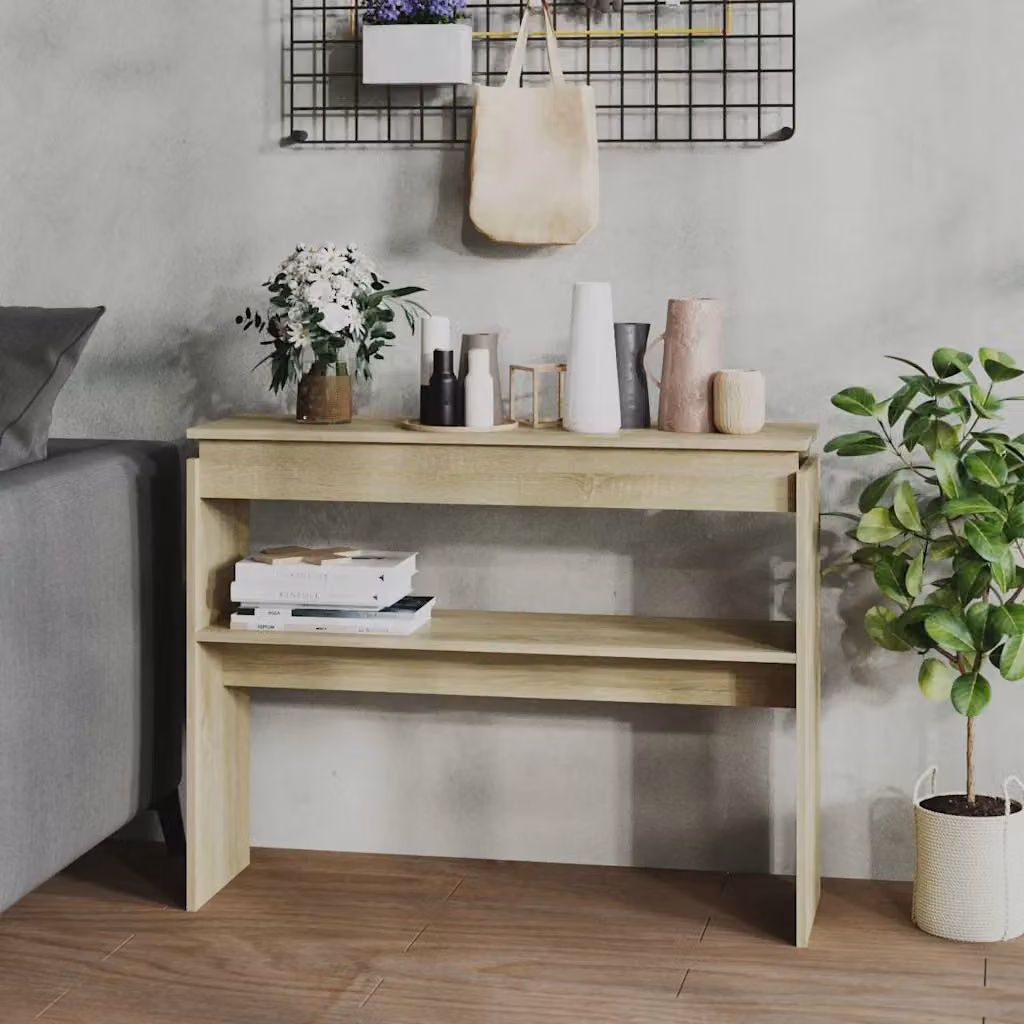 vidaXL Tavolino Consolle Moderno in Legno Rovere Sonoma, L 102 x P 30 x H 80 cm