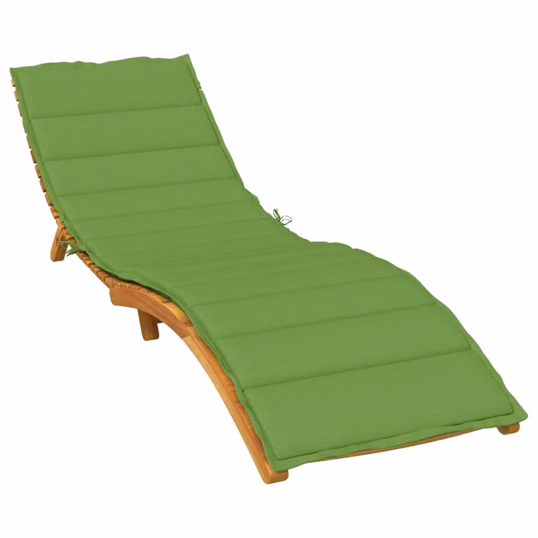 Cuscino per lettino prendisole vidaXL Verde, L 200 cm x P 70 cm x H 4 cm, in tessuto resistente ai raggi UV con imbottitura in schiuma e lacci di fissaggio
