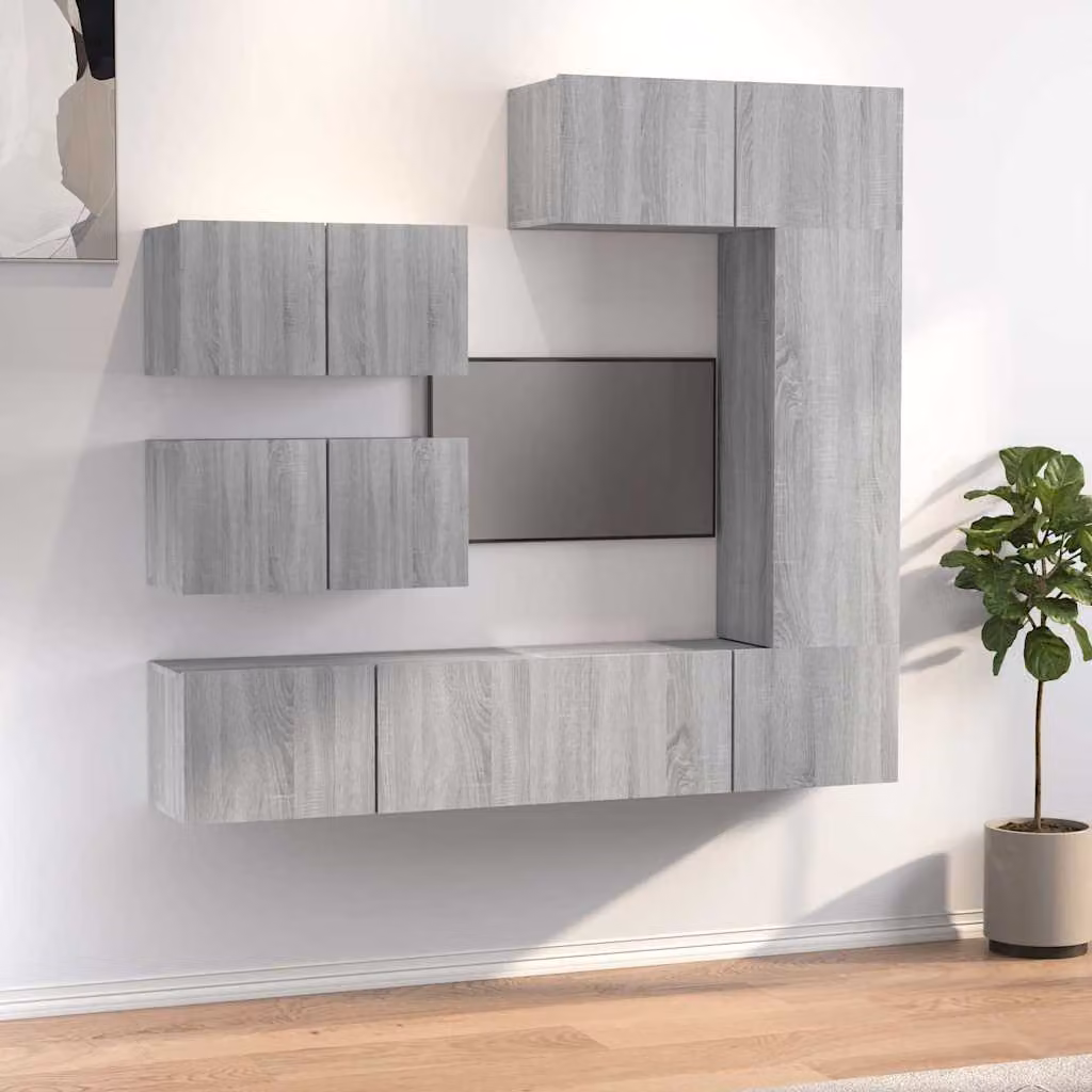 vidaXL Set di Mobili Porta TV 6 pz Grigio in Legno e MDF – 1