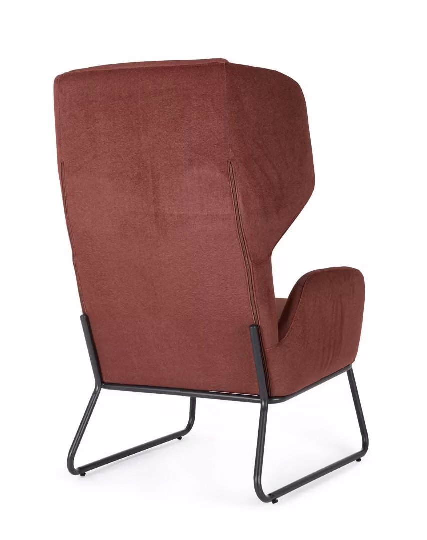 Poltrona lounge Ophelia Bizzotto con braccioli in tessuto marrone e rosso – 2