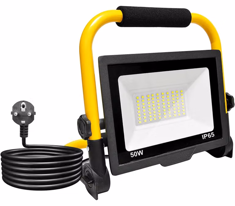 Lampada da lavoro da 50W con 80 LED, impermeabile e dotata di supporto pieghevole