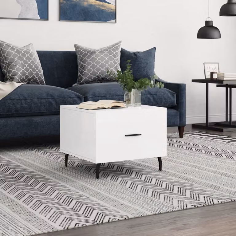 Maison Exclusive - Tavolino bianco lucido 50x50x40 cm Materiale ligneo