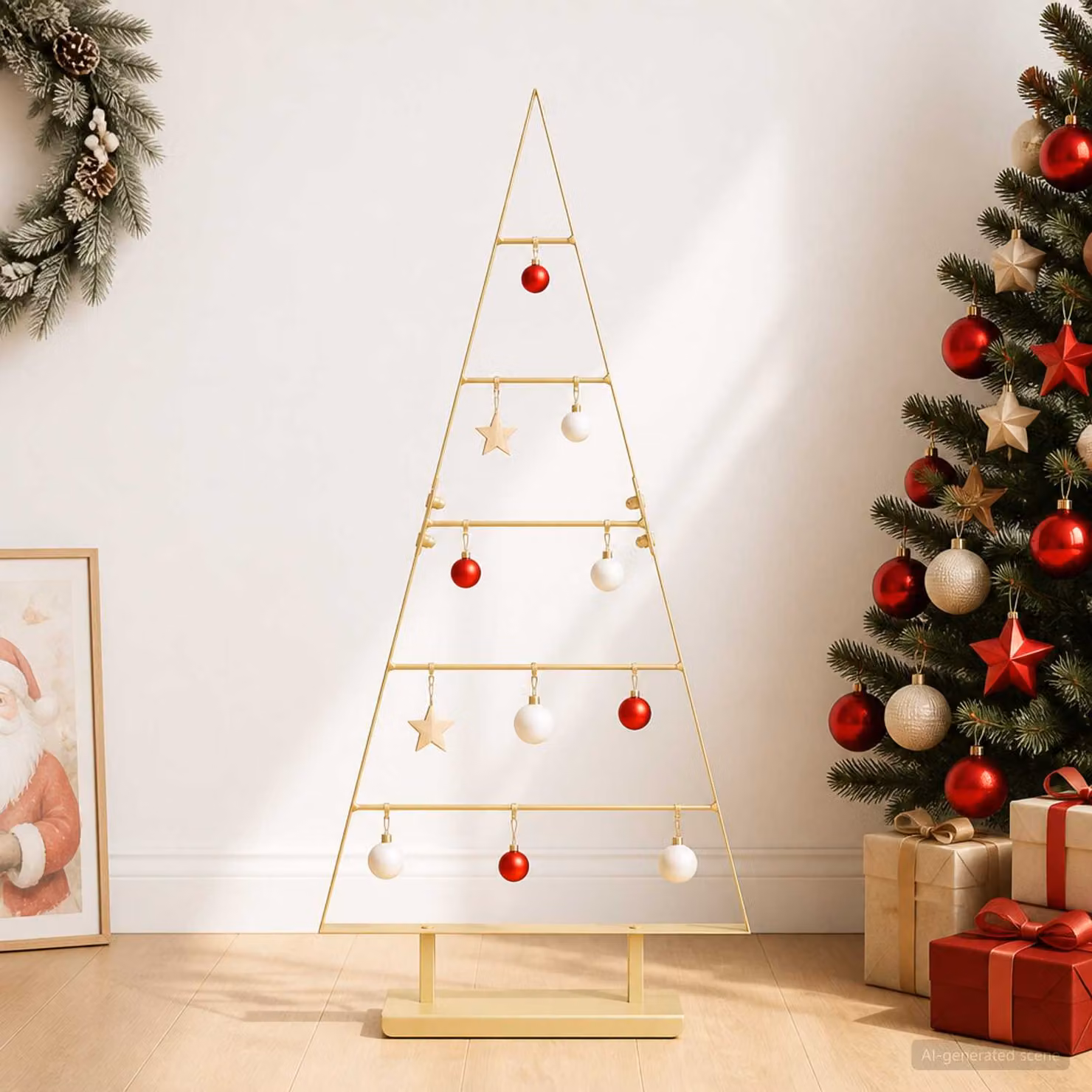 Albero di Natale da tavolo vidaXL KUOPIO in metallo, colore oro, Altezza: 90 cm