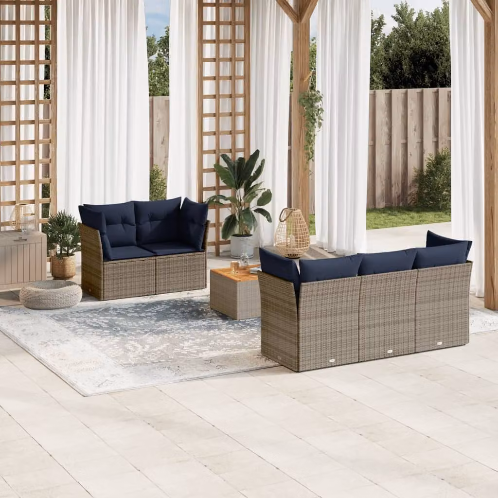 Maison Exclusive - Set Divani da Giardino 6 pz con Cuscini Grigio in Polyrattan