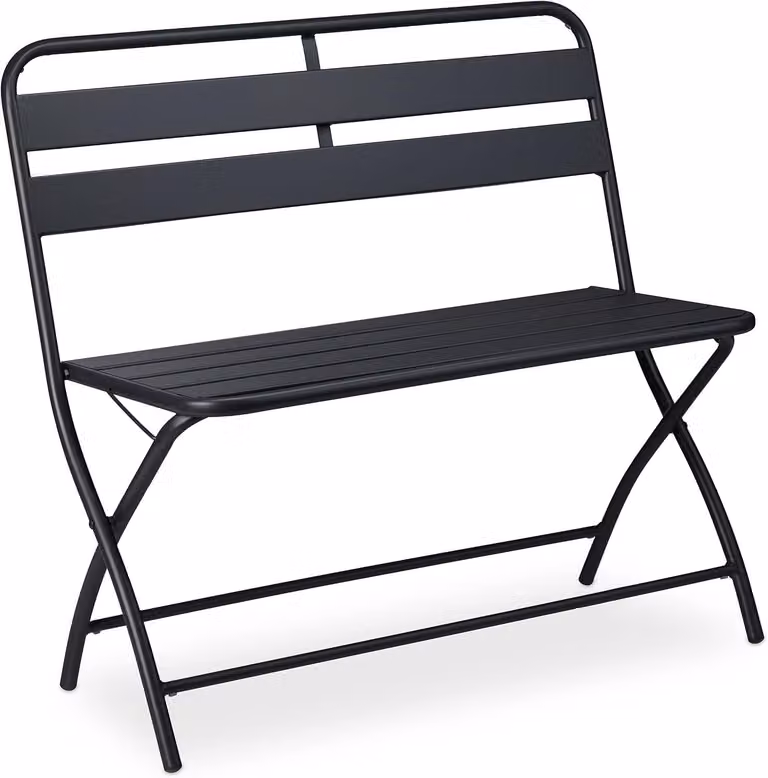 Panca da giardino – Pieghevole – Seduta – Resistente agli agenti atmosferici – Metallo – 83,5 x 90 x 49 cm – Adatta per giardino, balcone – Colore antracite