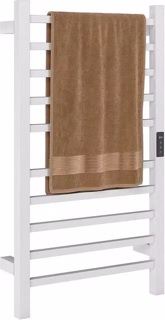 SCALDASALVIETTE ELETTRICO SMART A 10 BARRE CON TIMER E DISPLAY LCD IN ACCIAIO INOX 45X11X80 CM BIANCO
