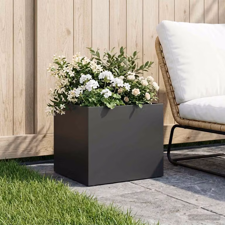 Vaso da giardino vidaXL in acciaio nero L/P/H: 40 x 30 x 30 cm