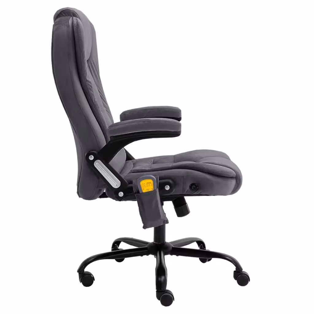 Sedia da Ufficio Ergonomica vidaXL in Velluto Grigio con Braccioli e Ruote – 2