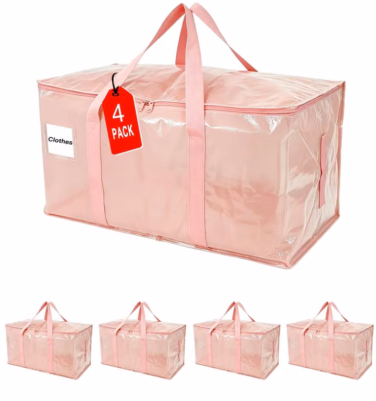 Solidchoice - Set di 4 sacchi portaoggetti da 93 litri per abbigliamento e biancheria da letto