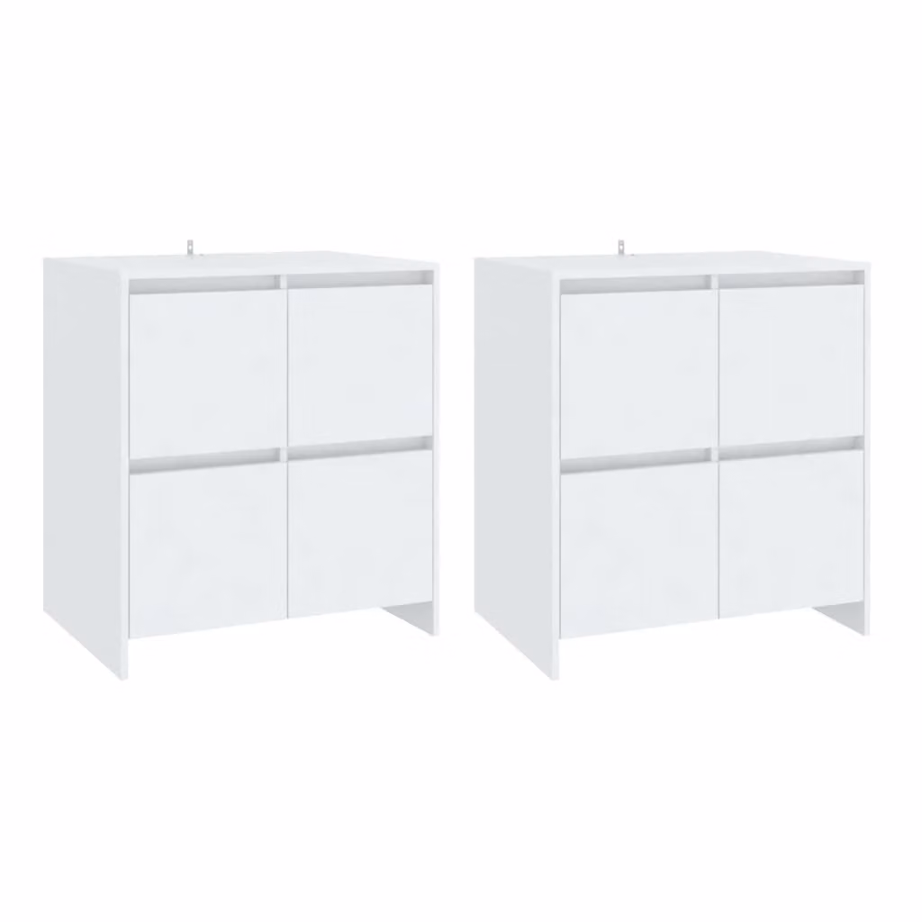 Credenze 2 pz Bianche 70x41x75 cm in Legno Multistrato