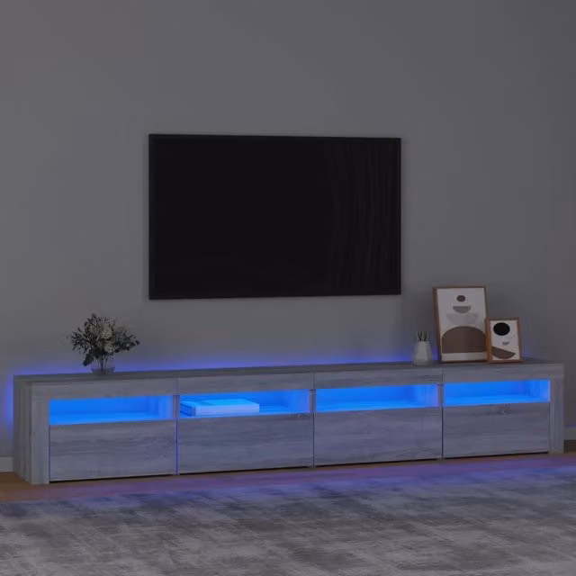 Mobile Porta TV con Luci LED-Mobile per TV-Credenza TV Grigio Sonoma 240x35x40 cm