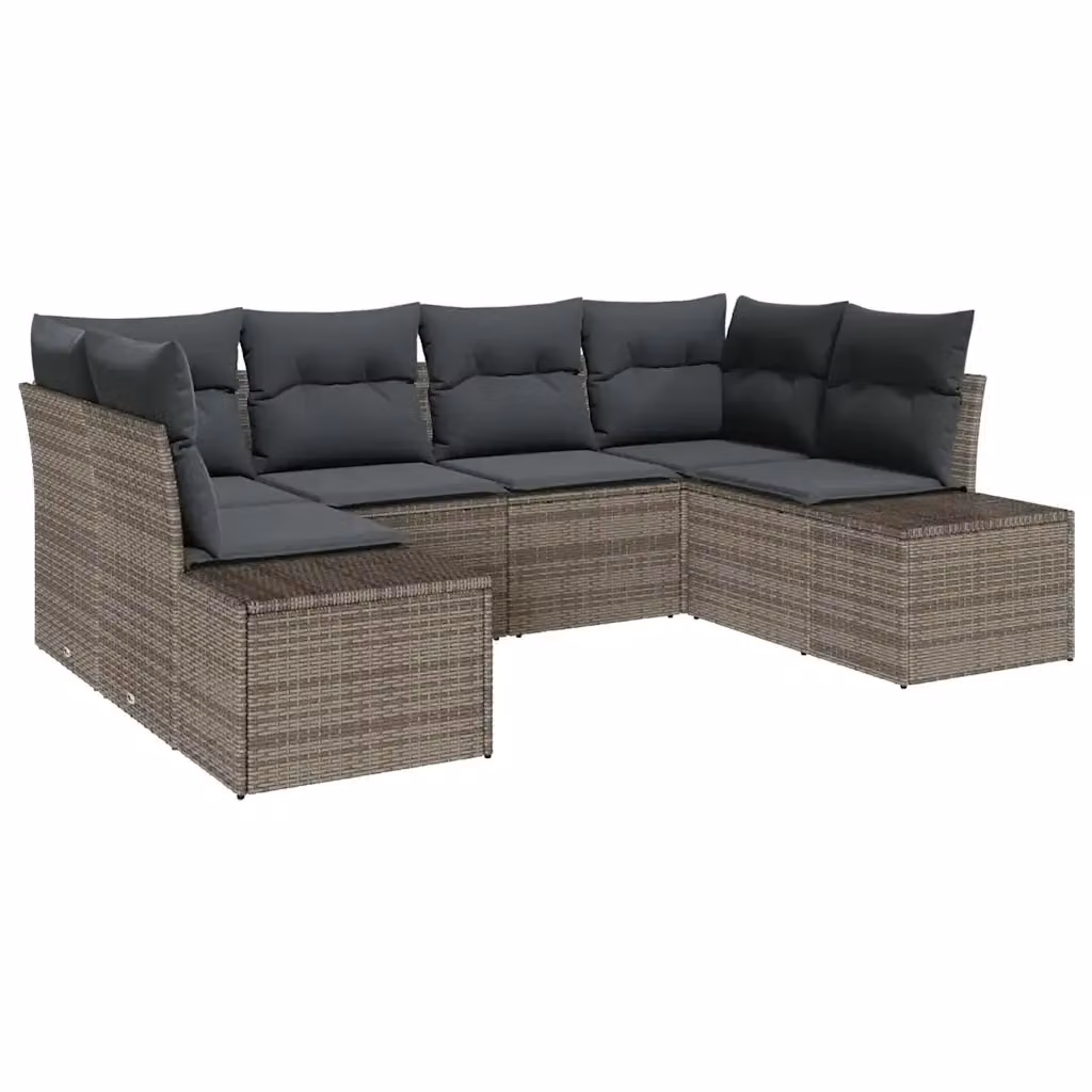 Set Divano da Giardino a L vidaXL da 6 Posti Grigio con Cuscini e Struttura in Metallo – 2