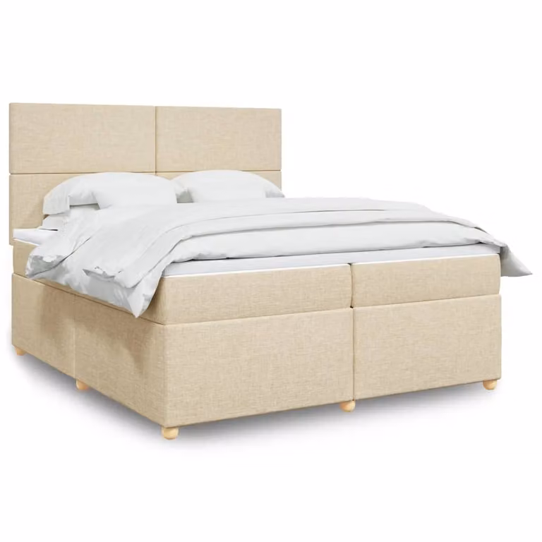 Maison Exclusive - Giroletto a Molle con Materasso Crema 200x200 cm in Tessuto