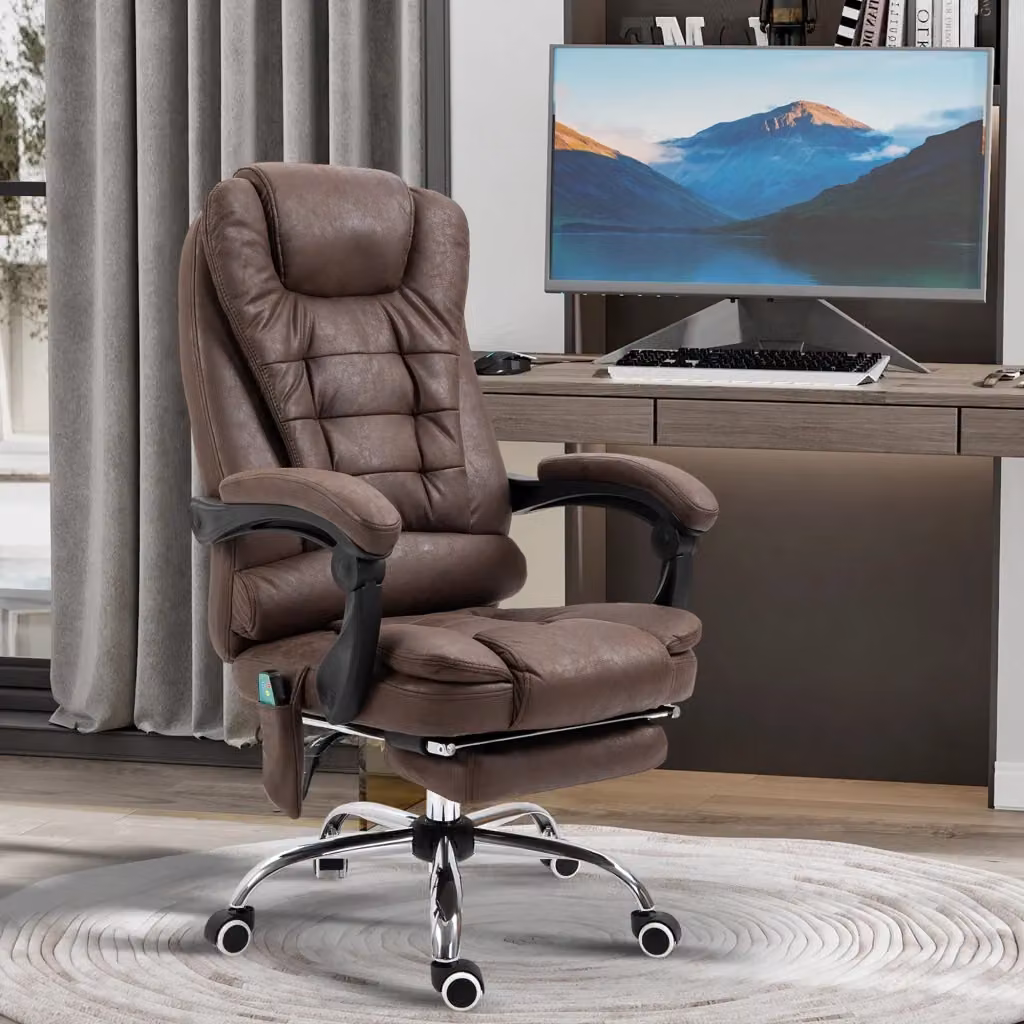 Poltrona da Ufficio Executive Giordanoshop in Microfibra Marrone con Massaggio e Telecomando L: 65 cm, P: 70 cm, H: 111-119 cm – 2