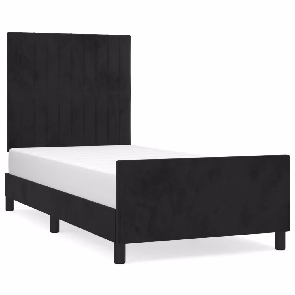 Letto con Testiera in Velluto Nero vidaXL L/P/H: 80 x 200 cm – 2