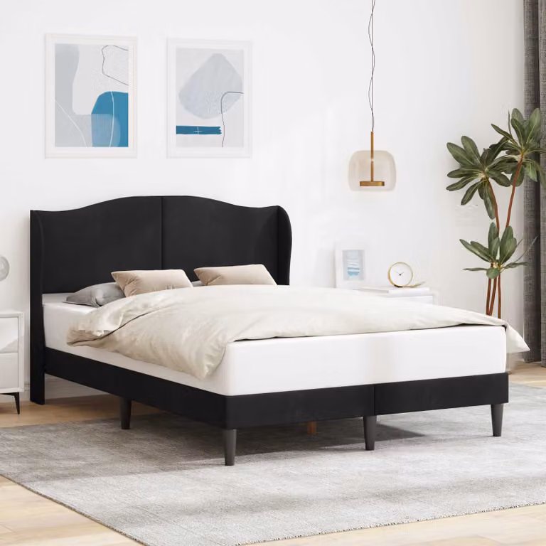 Struttura del letto con testiera vidaXL in velluto nero L 120 cm x P 200 cm