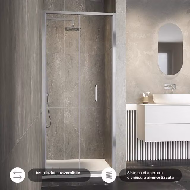 Porta doccia 80cm apertura a libro vetro 6mm trasparente | Aruba