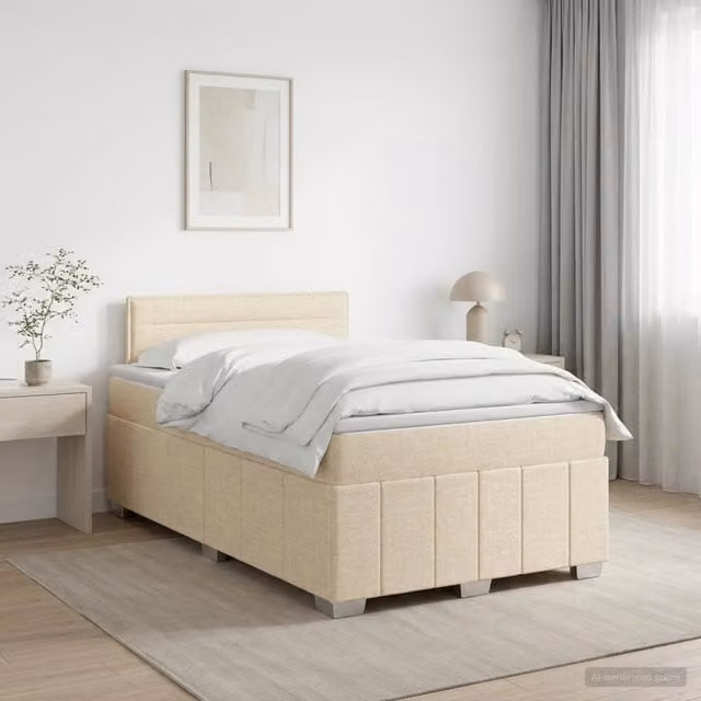 Letto box spring con materasso Crema 120 x 190 cm Tessuto 3451162