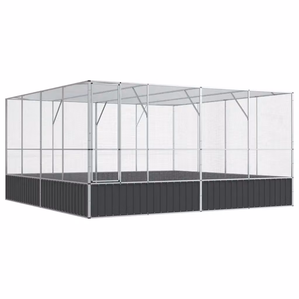 Voliera vidaXL in acciaio color argento e antracite L: 418 cm, P: 414 cm, H: 212 cm – 2
