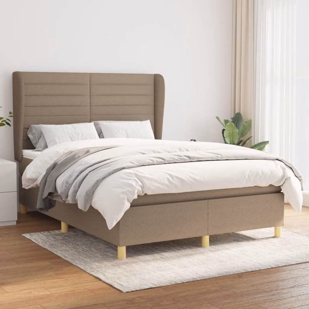 Maison Exclusive - Giroletto a Molle con Materasso Tortora 140x190 cm in Tessuto