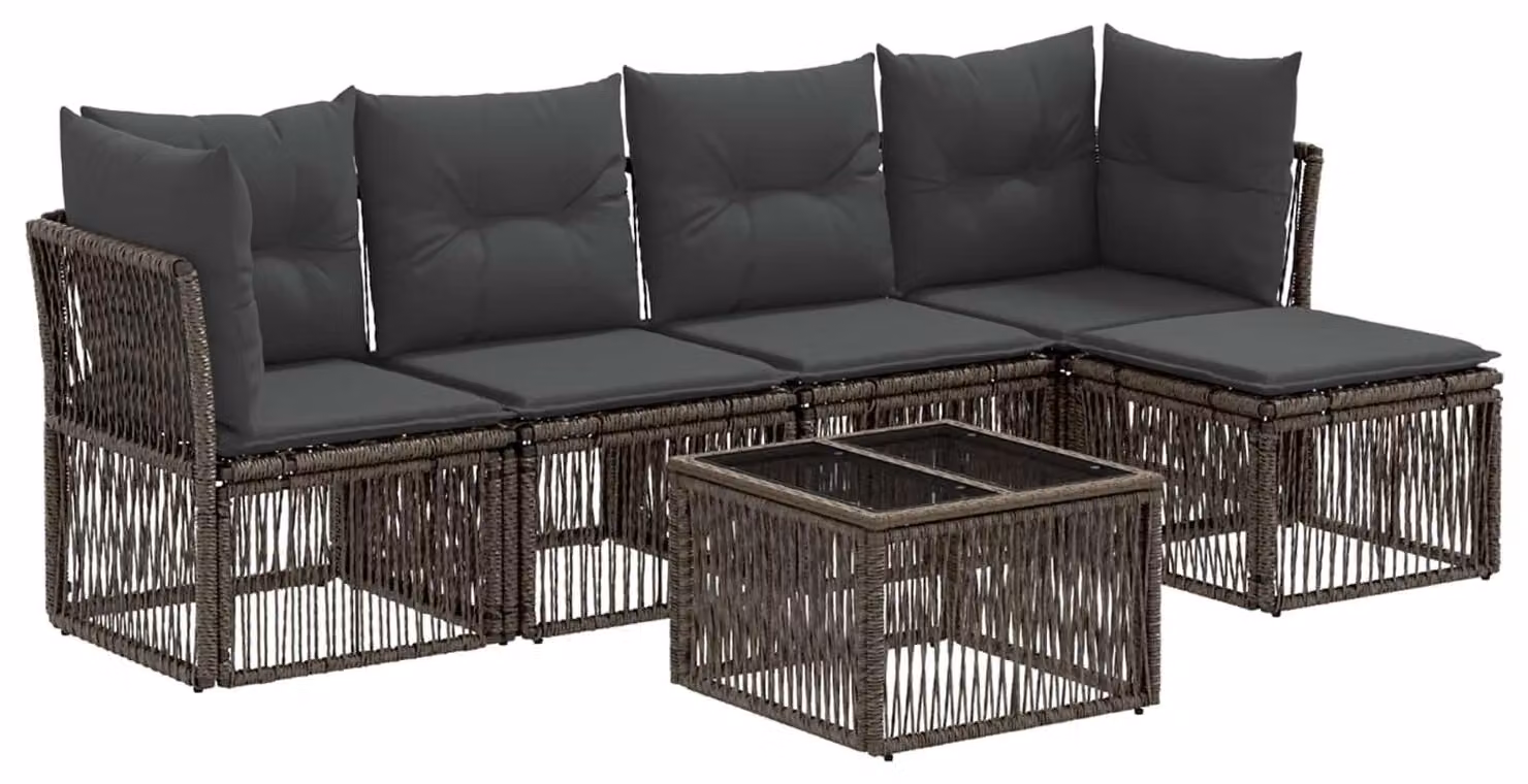 Set Divano da Giardino 6 pcs Grigio polyrattan