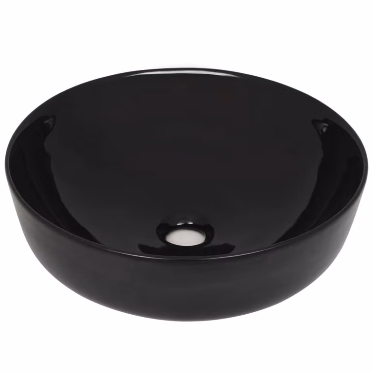 Lavandino Tondo in Vetroceramica Nero 41,5x13,5 cm