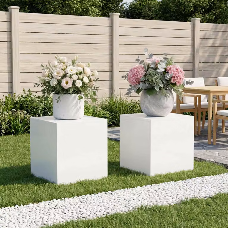 Set di 2 supporti per piante vidaXL in acciaio bianco L/P/H: 40 x 40 x 40 cm