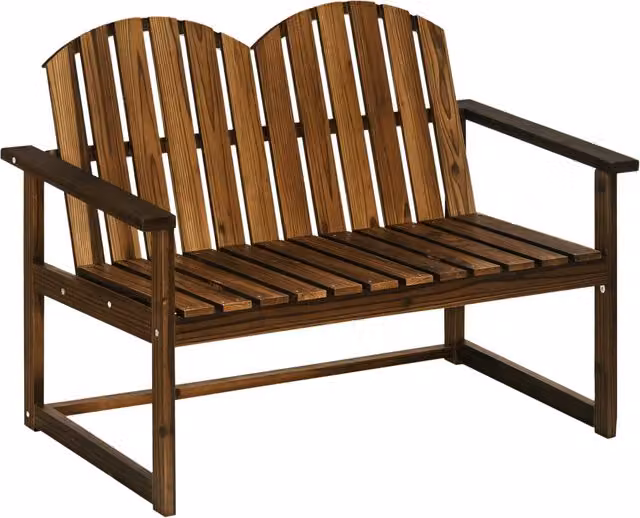 Panchina da giardino Minimal in legno di abete con braccioli, colore nero o marrone, L: 114 cm, P: 63 cm, H: 86 cm – 1