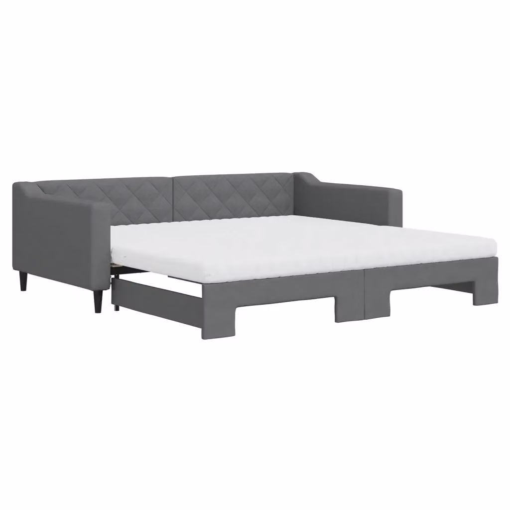 Divano Letto Estraibile vidaXL in Tessuto Grigio con Cassetto per Materasso 100x200 cm – 2