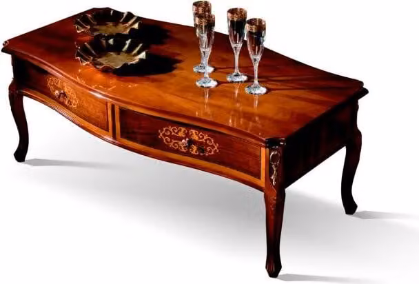 Holz Italienische Möbel Barock Stil Luxus Braun Couchtisch Wohnzimmer Tisch
